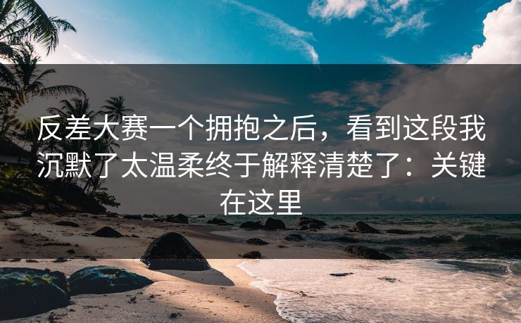 反差大赛一个拥抱之后，看到这段我沉默了太温柔终于解释清楚了：关键在这里